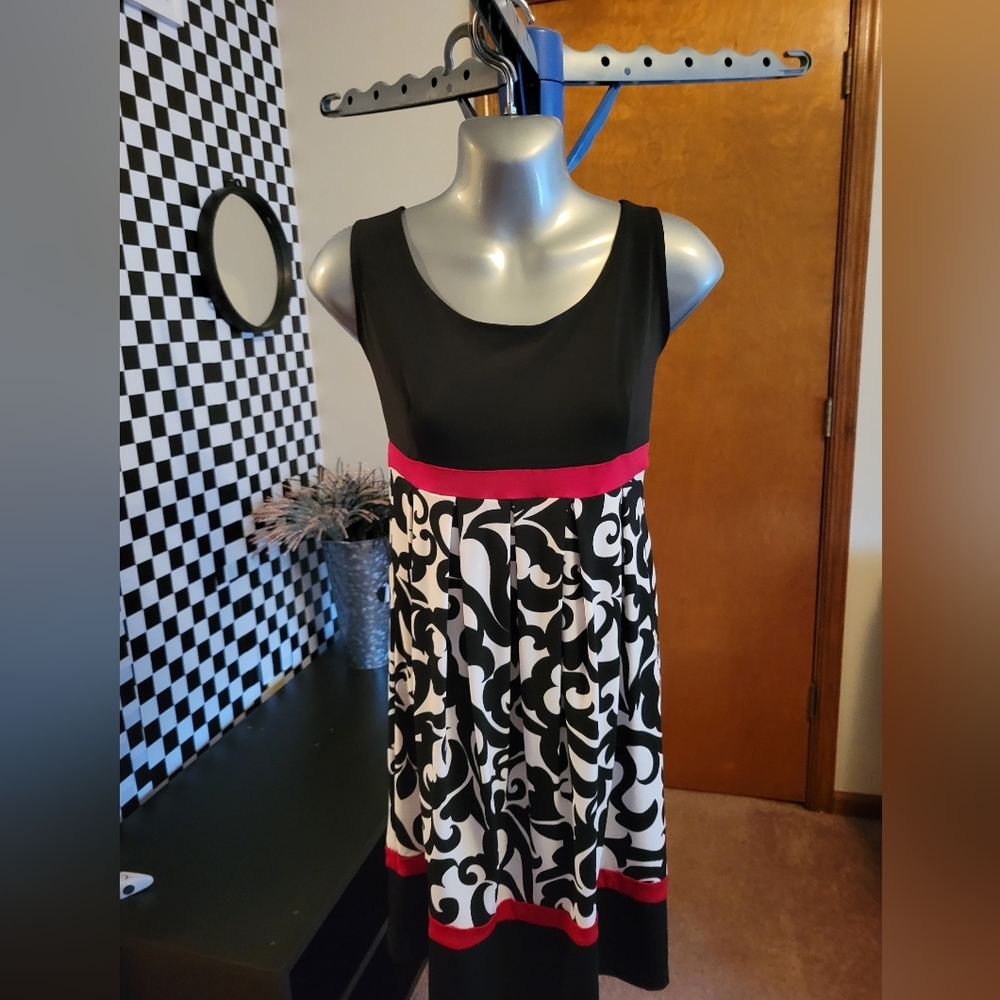 Red and Black knee length dress
